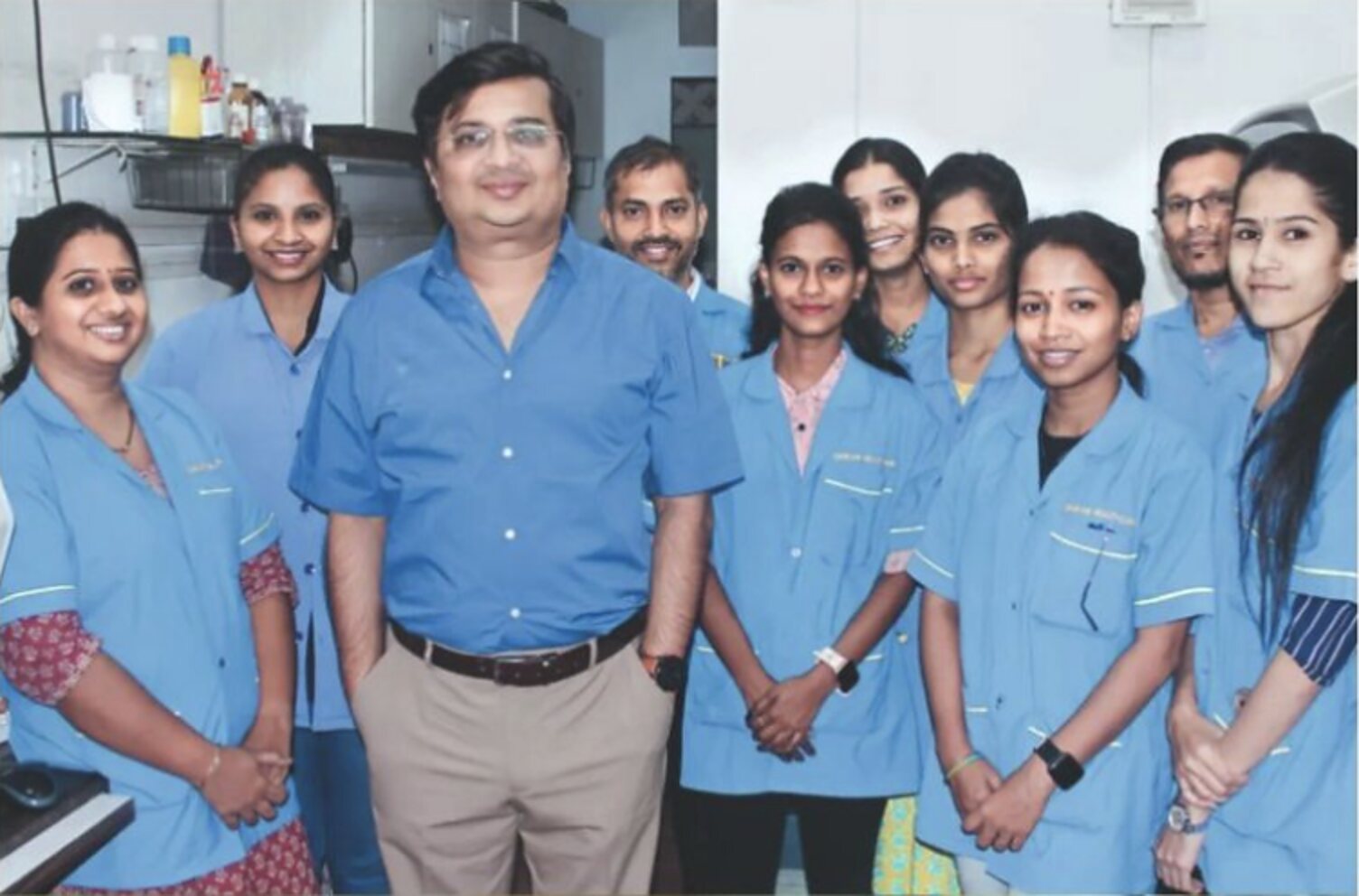 Dr. Rohan Antani with the Omkar Pathology Laboratory team